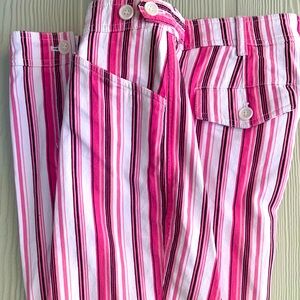 🆕 Jones NY Sport Pink Stripe Shorts, 11" Inseam, Sz 16, White, Pink, Black
